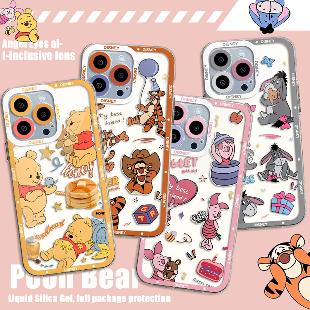 Poohs Bear eeyore piglet Tigger Phone Case For iPhone 15 14 13 12 11 Mini Pro Max X XR XSMax 6S 7 8 Plus SE Clear disneys Cover