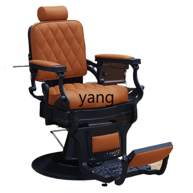 Yjq Hair Cutting Retro Men's Oil Head Chair for Hair Salon Hot Dyeing Can Be Put down Lifting Shaving Face Trimming