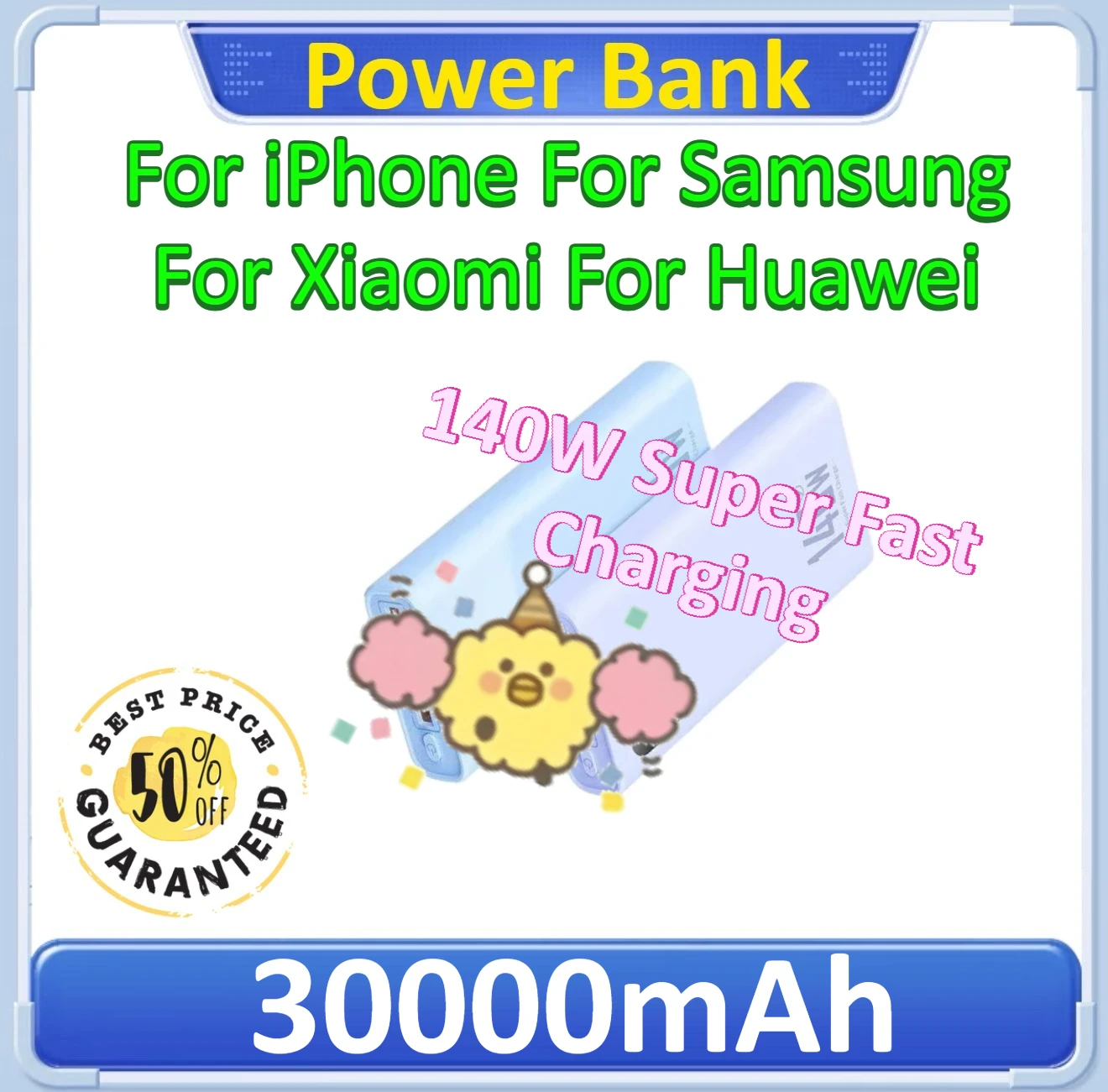 

30000mAh Power Bank For iPhone 17/16/15/14 For Samsung For Xiaomi For Huawei Portable Battery Charger 140W Super Fast Charging