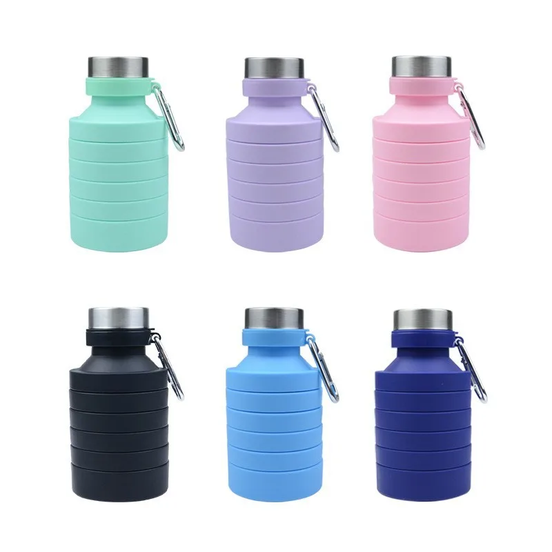 800ML Collapsible Water Bottle, Reuseable BPA Free Silicone Foldable Bottles Portable Hiking Cup For Outdoor Mountaineering Tour