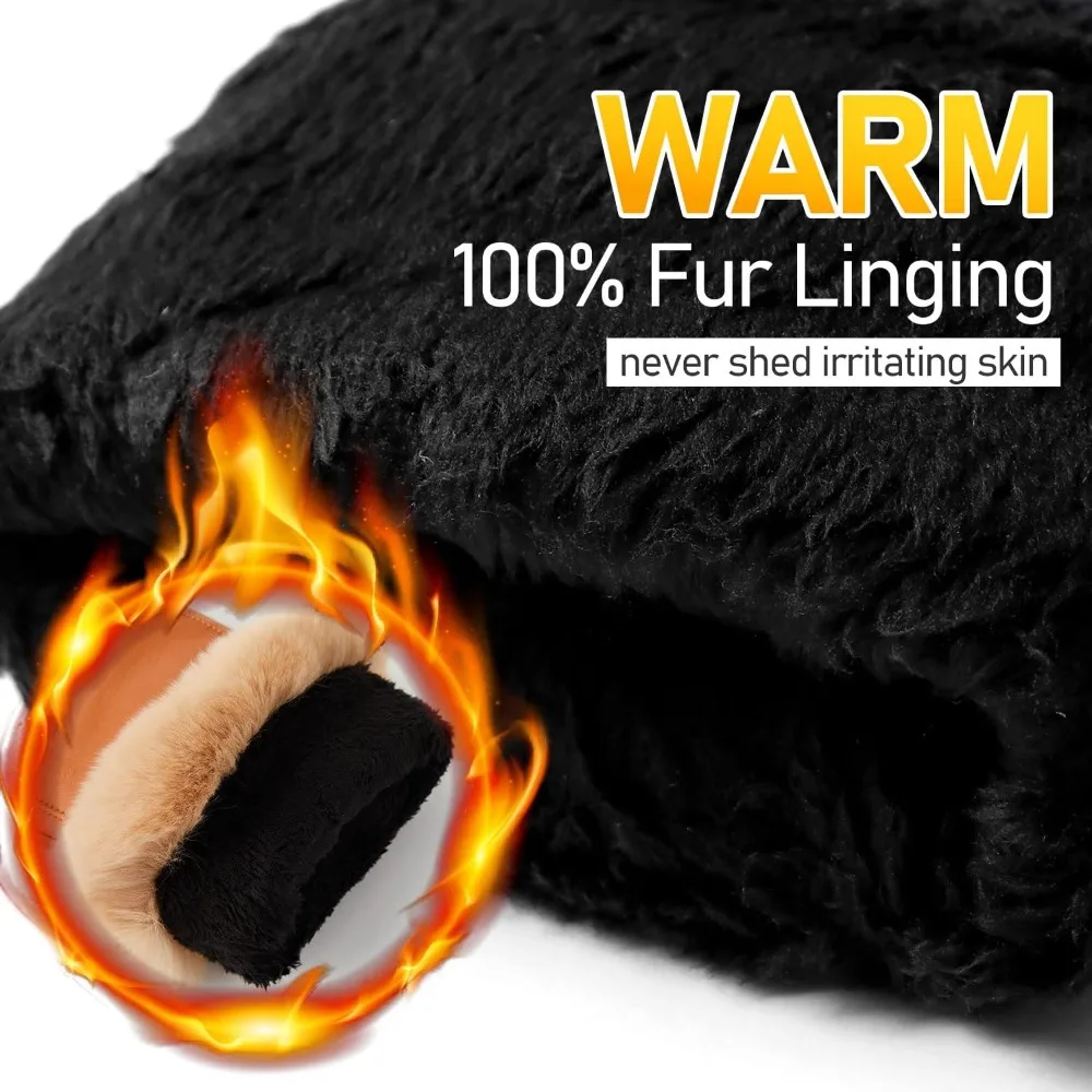 قفازات جلدية نسائية متعددة الألوان مع شاشة تعمل باللمس للقيادة في الشتاء الدافئ #3