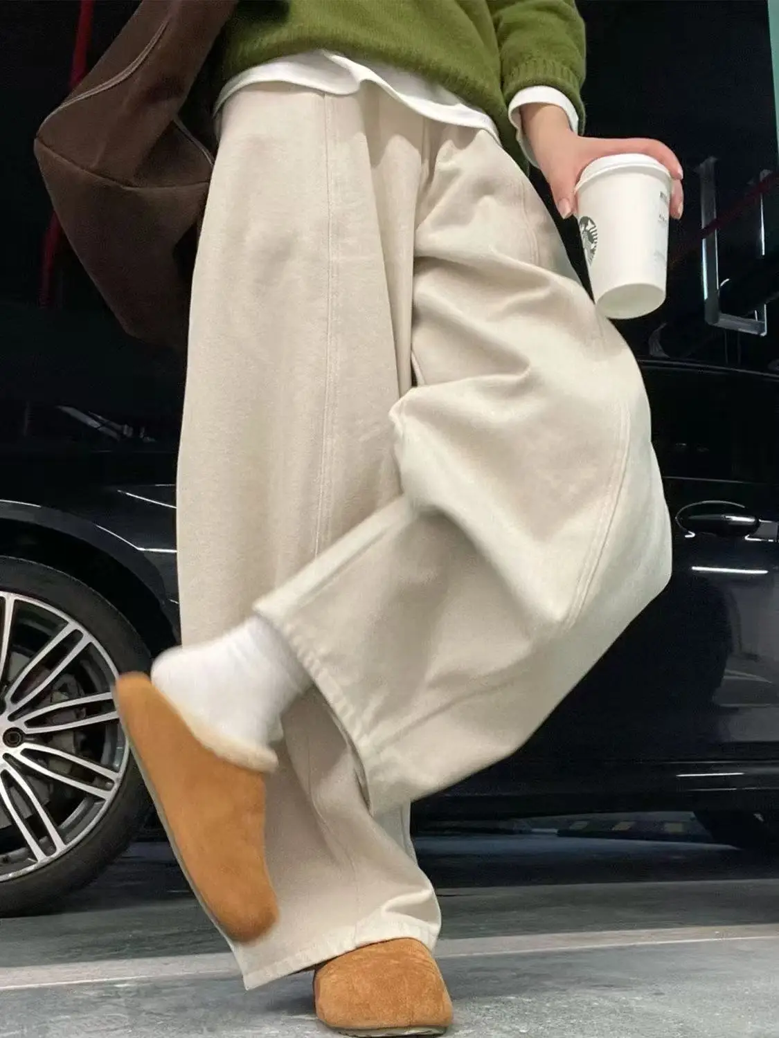 

Popular This Year Wide Leg Pants in Beige Casual Loose Lazy Style Small Size Slimming Large Size Casual Trousers Trendy