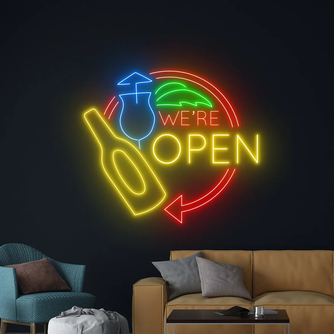 

We're Open Neon Sign Bar Open Neon Sign Cafe Room Wall Decor Neon Sign Bar Neon Sign