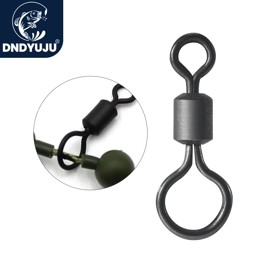 DNDYUJU 100pcs Quick Change Big Eye Swivels Matt Black Rolling Solid Swivels For Hook Lure Carp Fishing Connector Tackle