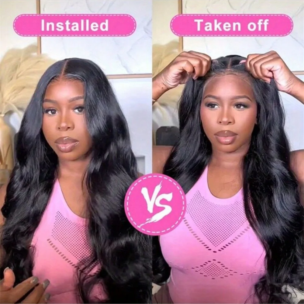 Pelucas sin pegamento de onda del cuerpo de 250% de densidad, pelucas frontales de encaje 13x4 de onda del cuerpo de cabello humano, pelucas frontales de encaje HD prearrancadas sin pegamento