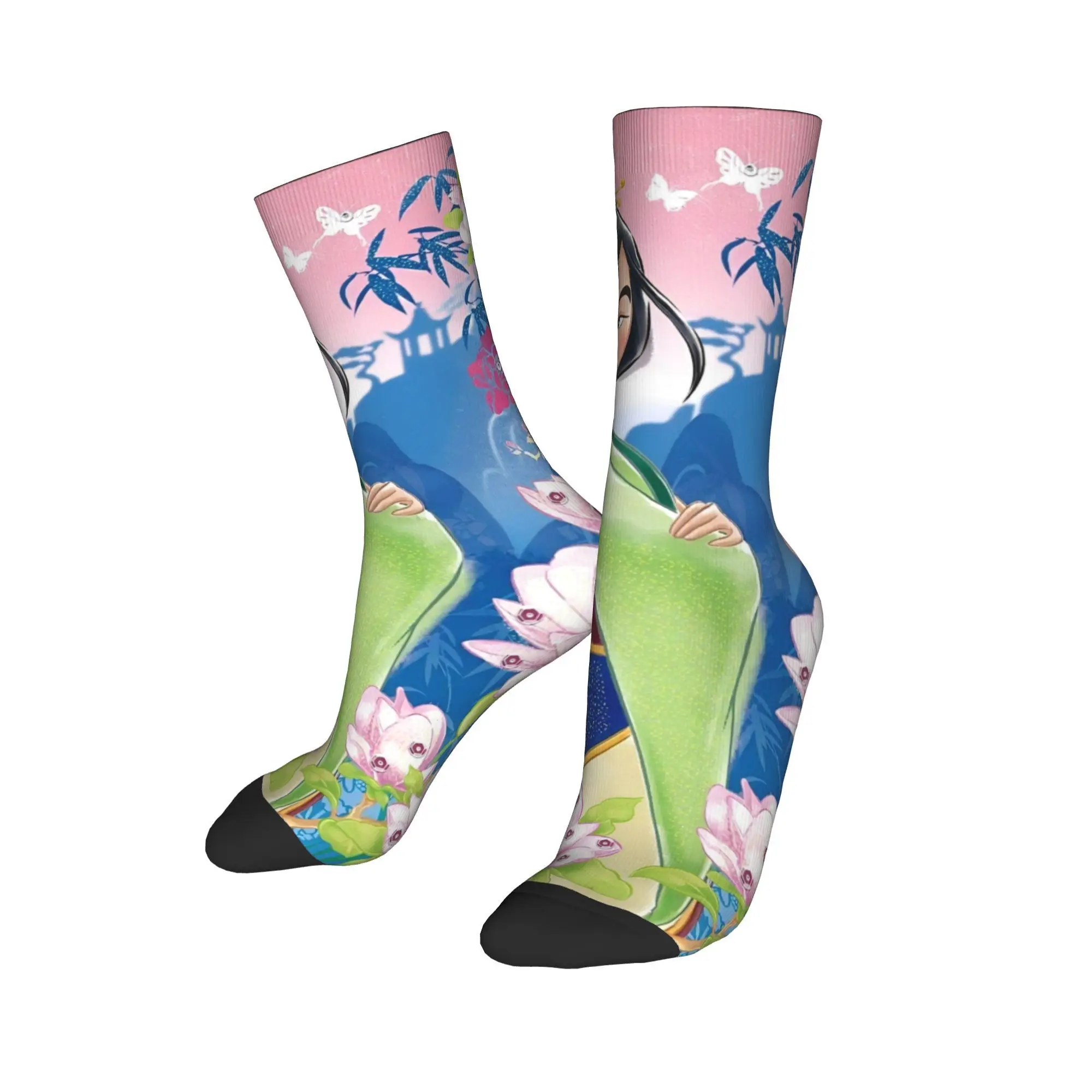 Mulan Princess Beaty Cartoon Winter Warm Hip-hop UnisexSocks Cute Mushu Non-slip Soccer Socks