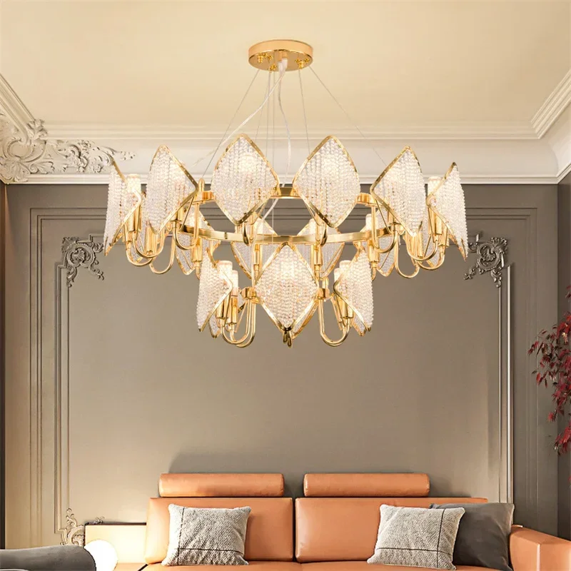Modern Chandelier Lighting For Restaurant New Design Led Crystal Living Room Pendant Lamp Kitchen Island Decor Lustre Fixture