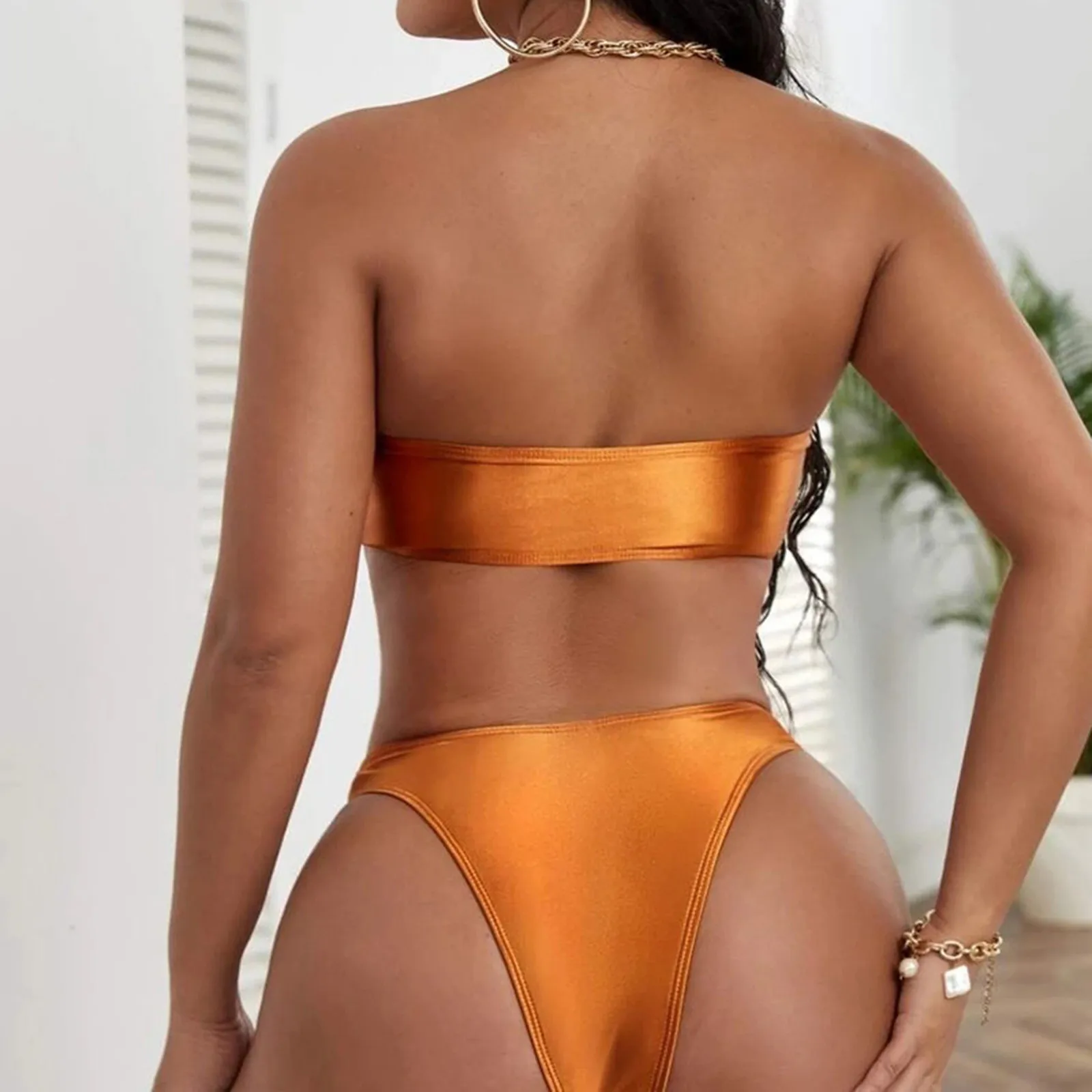 Maillot de bain deux pièces sexy pour femmes, bikini taille haute, ensemble deux pièces, vêtements de plage, 2024