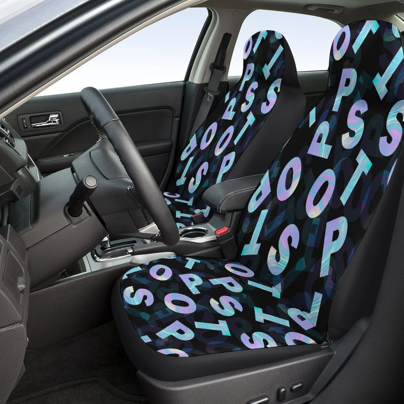 2pcs Car Seat Covers - Breathable, Non-Slip Polyester With Stylish 