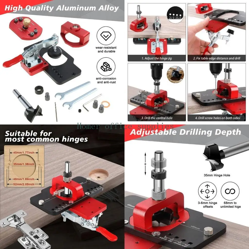 

K43B Локатор Штамповка шарнира 35 мм Дюймовая растачивание со шкалой Деревообрабатывающий шарнирный локатор