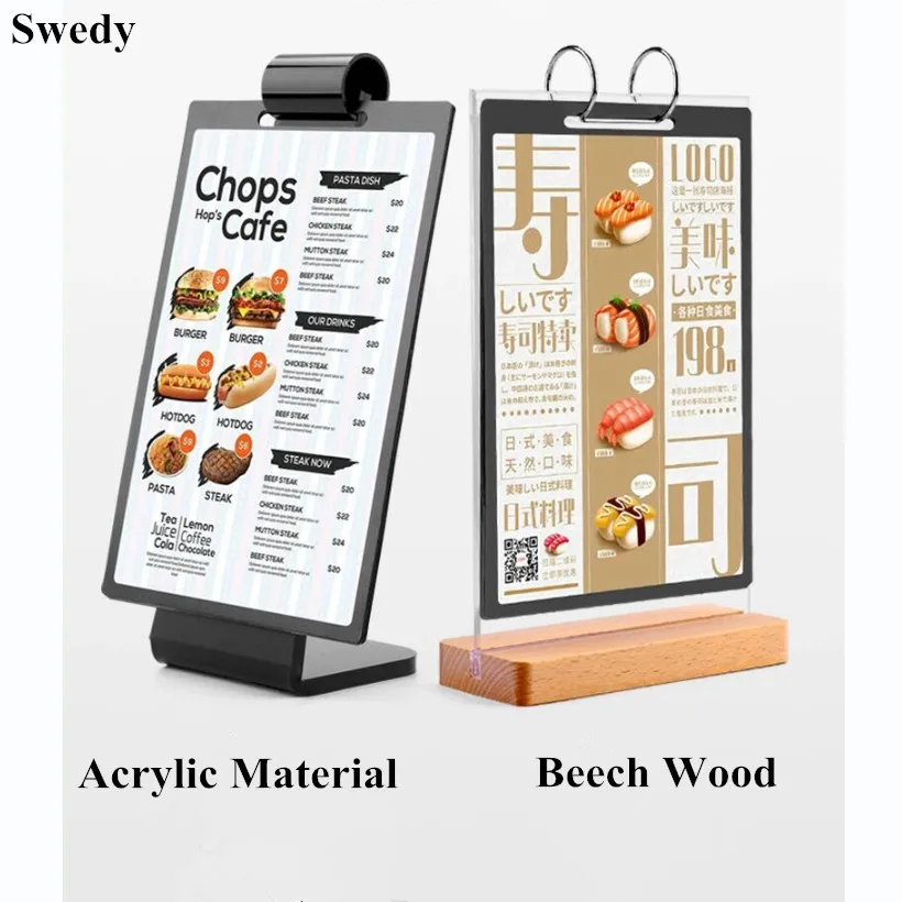 

A6 148x105mm High Quality T Shape Acrylic Sign Holder Stand Restaurant Table Menu Paper Holder Display Stand