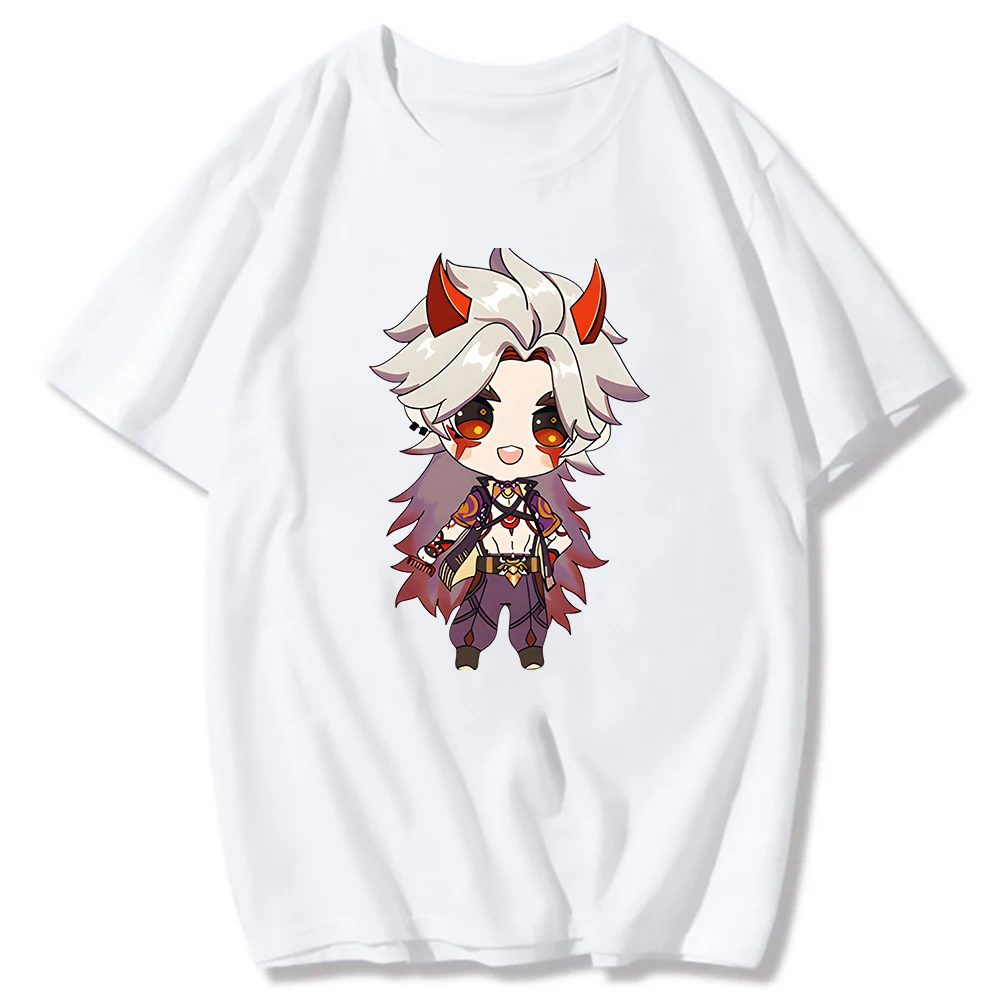 Genshin Impact Tshirt Arataki Itto T-shirt Game Graphic T shirts Women Kawaii Clothes Girls Oversized Casual Tops 100% Cotton