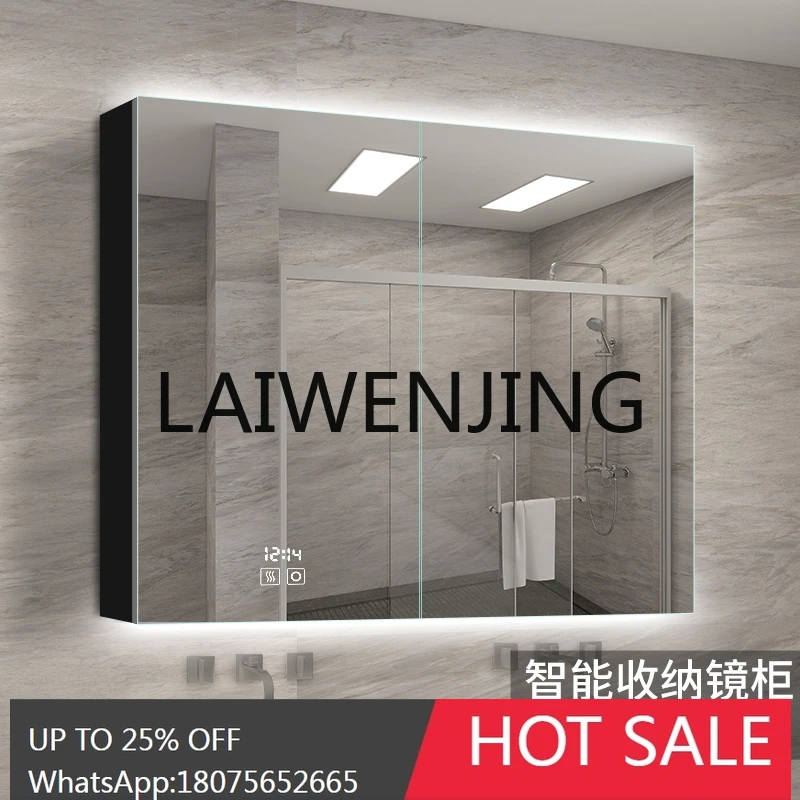 Small Apartment Storage Wall-Mounting Bathroom Anti-Fog Separate Storage Alumimum Mirror Cabinet Can Be Customized 2