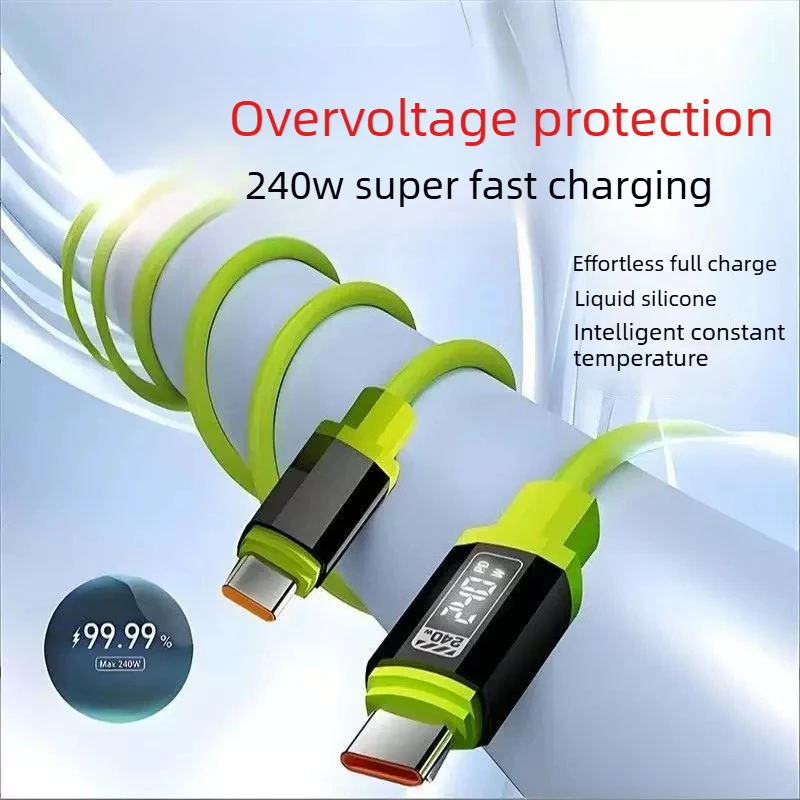 6A Type C Cable to USB C/Type C 240W Fast Charging Charger Cable Supports Fast Charging For iPhone 16 15 Samsung Xiaomi Huawei