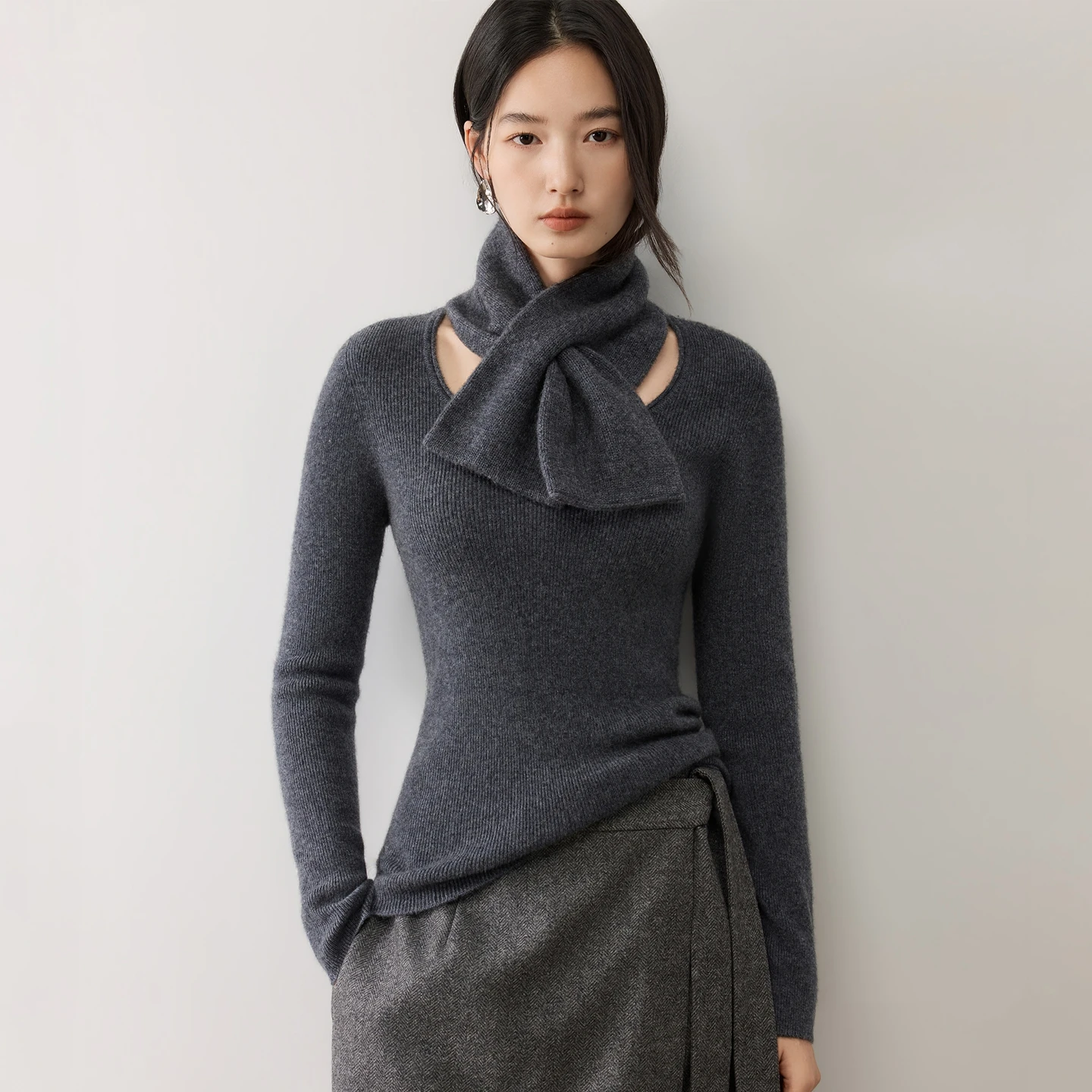 100% Pure Cashmere Scarf Women Autumn Winter Knitted Warmth Neck Protection Perforated Small Scarf Exquisite Fashion Versatile..