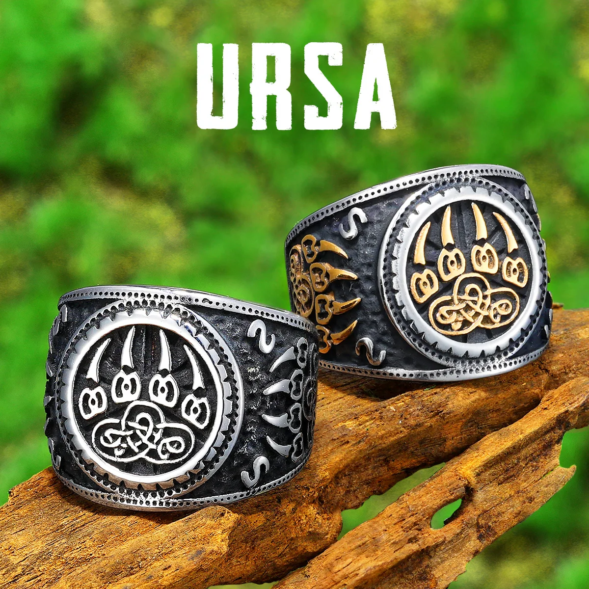Image of Ursa Bär Viking Wolf Runen Männer Ringe Edelstahl Schmuck Punk Rock Cool Stuff Mode Zubehör für Frauen Geschenk Großhandel
