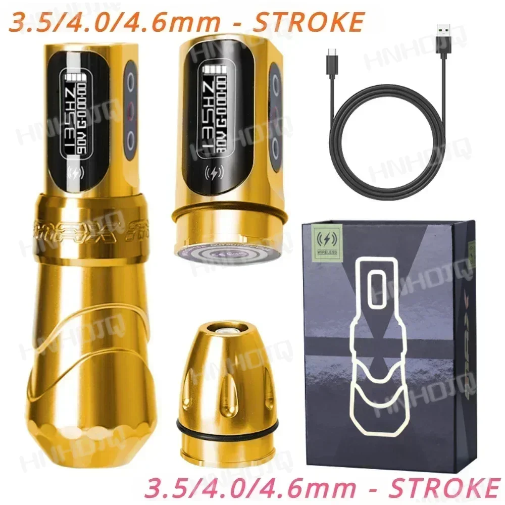 MAX 3.5/4.0/4.6mm Professional Tattoo pen1800mAh Gold EXO Wireless Battery Tattoo Pen Wireless Machine For Cartridges