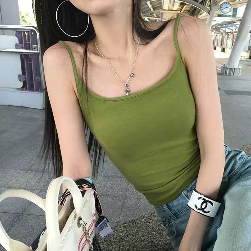 

Slim Fit Korean Sle Basic Csole Tank Top Pure Desire Simple High-End Feeling Women's Cotton Inner Wear Summer Faion