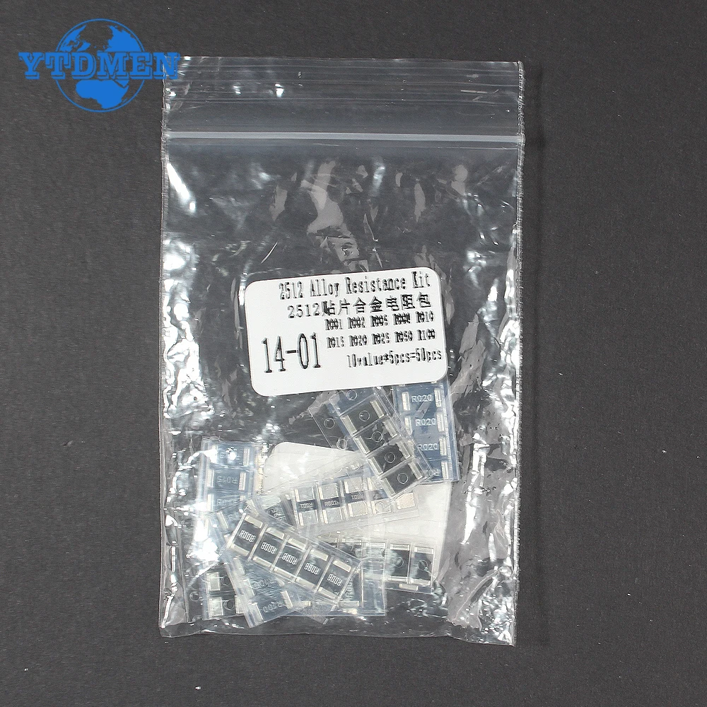 50PCS 2512 SMD Resistor 1% 0.001R ~ 0.1R R001 Alloy Resistance Assorted Kit R002 R005 R008 R010 R015 R020 R025 R050 R100