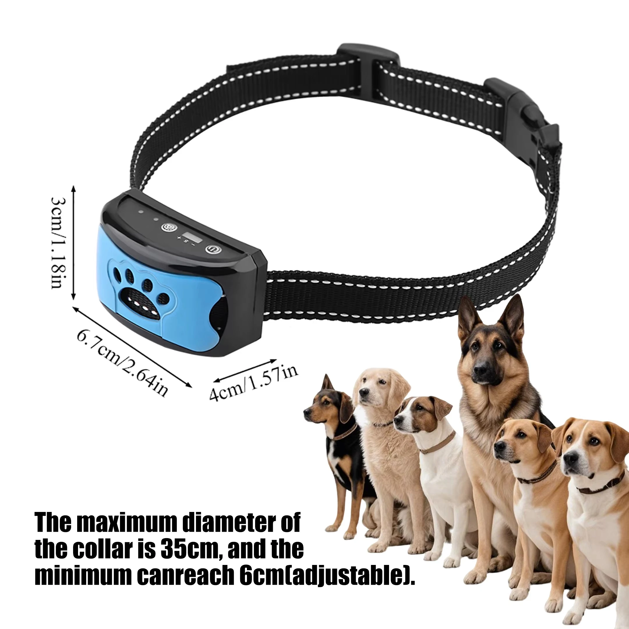 Intelligent Anti Bark Collar for Dogs, Auto Ultrasonic & Vibration 3-Mode Training, USB Rechargeable Bark Control Device image 5