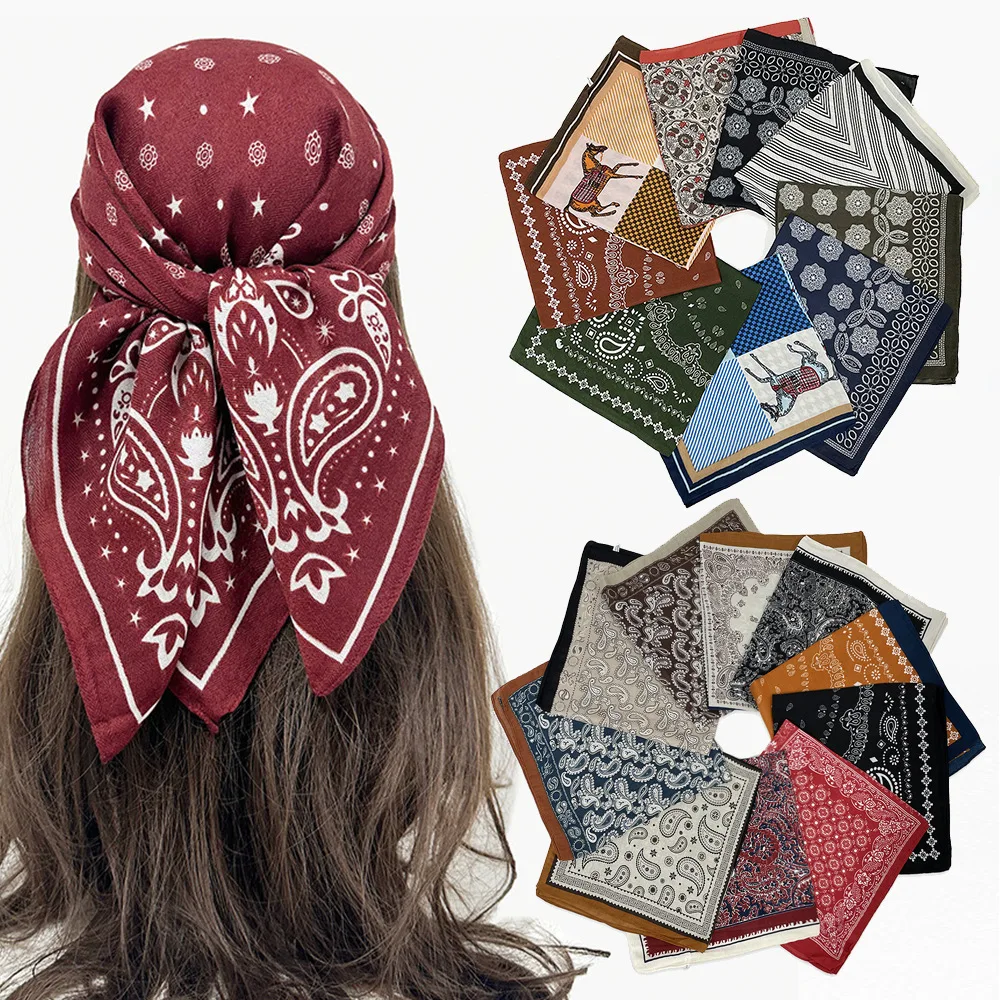 

Cotton Linen Square Scarf 70*70cm Women's Neck Scarf Paisley Cashew Scarf Ladies Headscarf Hair Accessories Travel Accessories