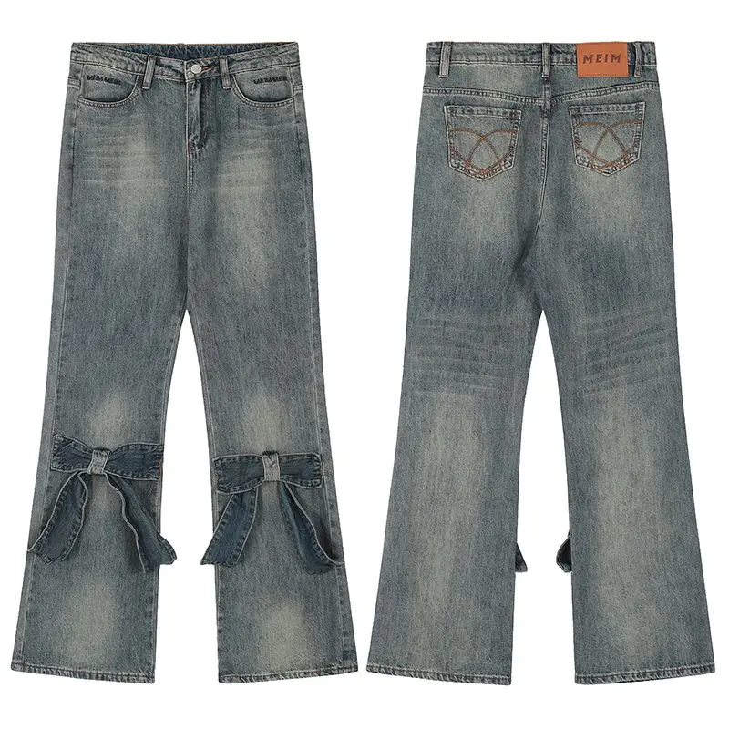 

Американские джинсы-боты Bell Bot, женские тонкие летние новые брюки с высоким маленьким дизайном, повседневные однотонные хлопковые брюки