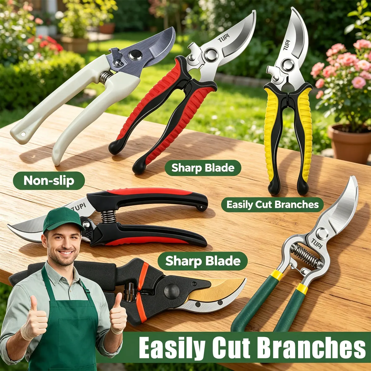 Curved Head Pruning Shears Non-slip HandleStainless Steel Outils Manuels Household Bonsai Garden Scissors Pruing Shear