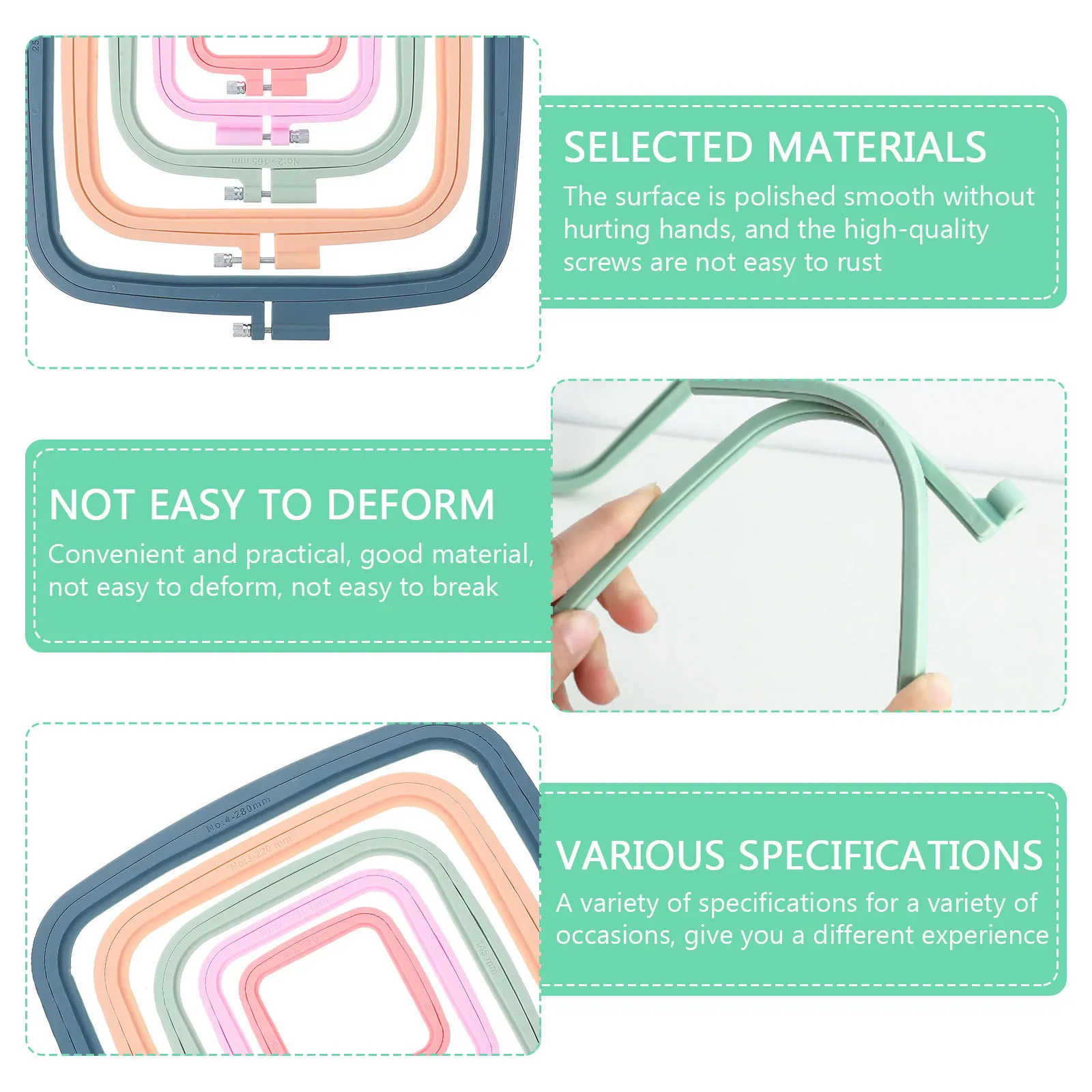 

5Pcs Embroidery Hoops Cross Stitch Rings Plastic Adjustable Frames for DIY Needlework Craft Supplies Embroidery Hoops