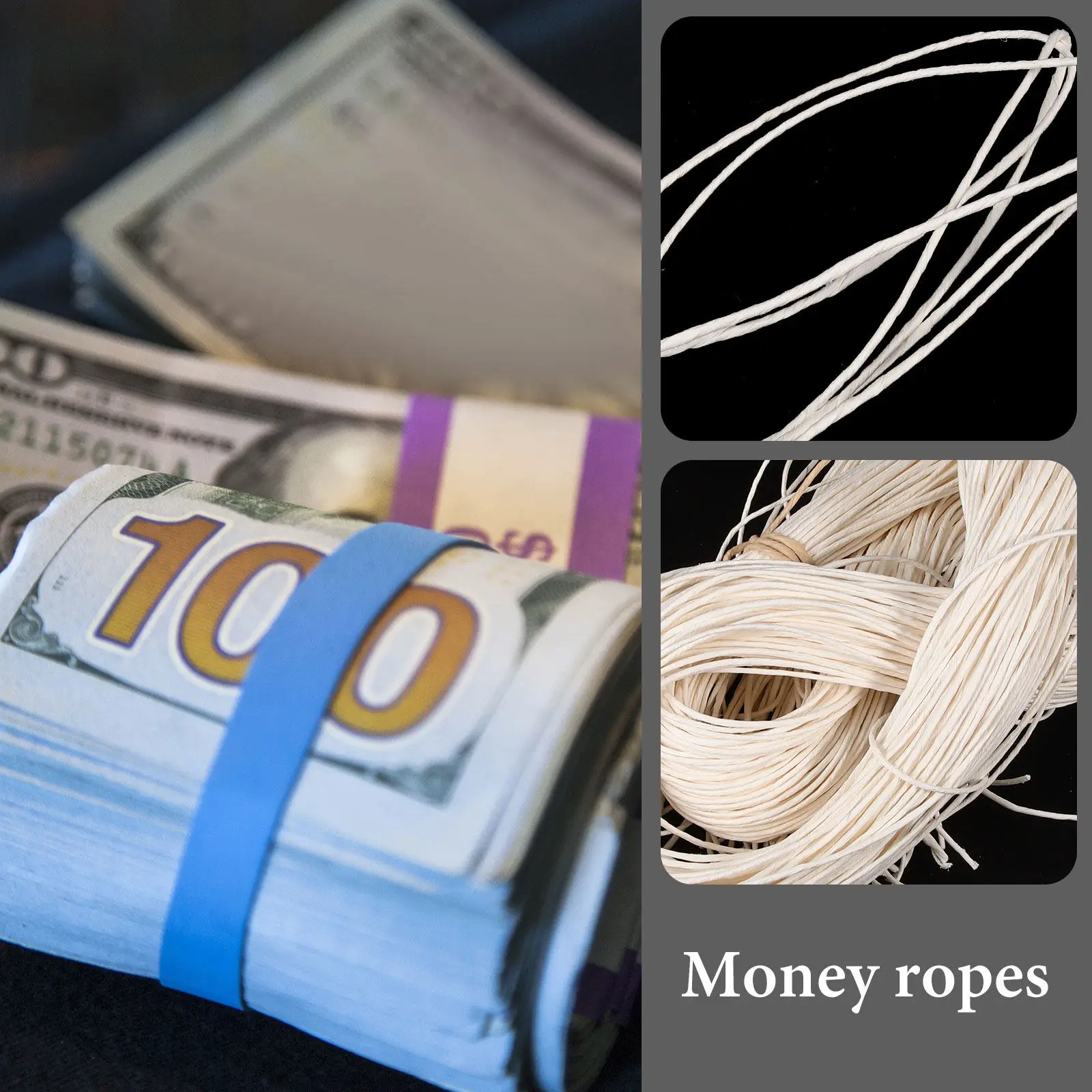 100Pcs Cotton Paper Money Ropes Currency Paper Straps for Cash Bills Lightweight Portable Tear-Resistant Bank Supermarket Office