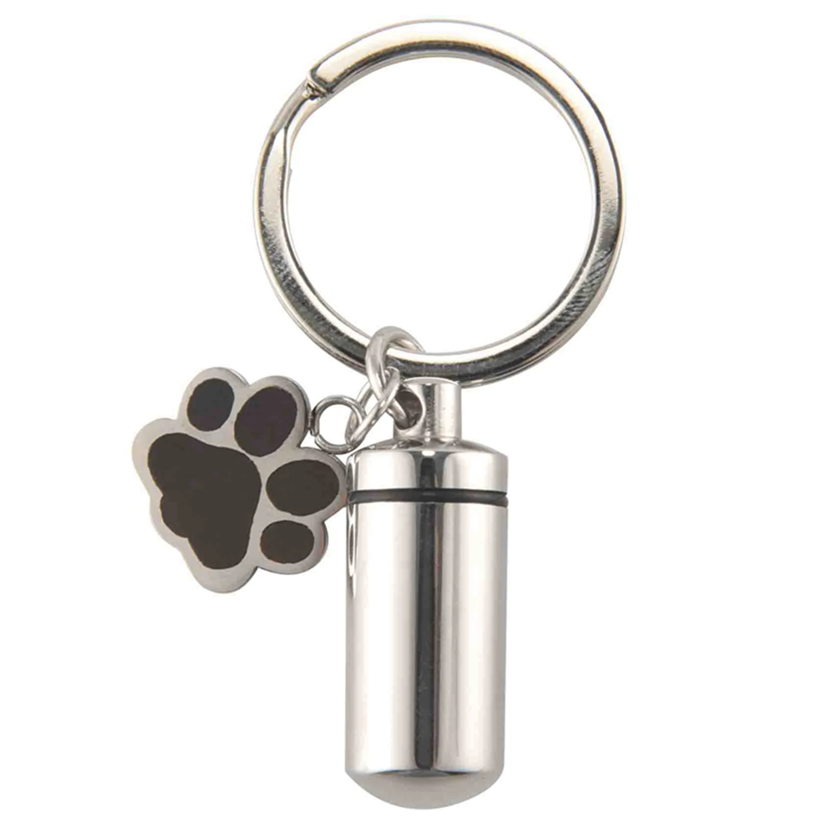 

Stainless Steel Pet Puppy Dog Charm Cylinder Keychain for Ashes Hair Memorial with Filler Kit and Bag