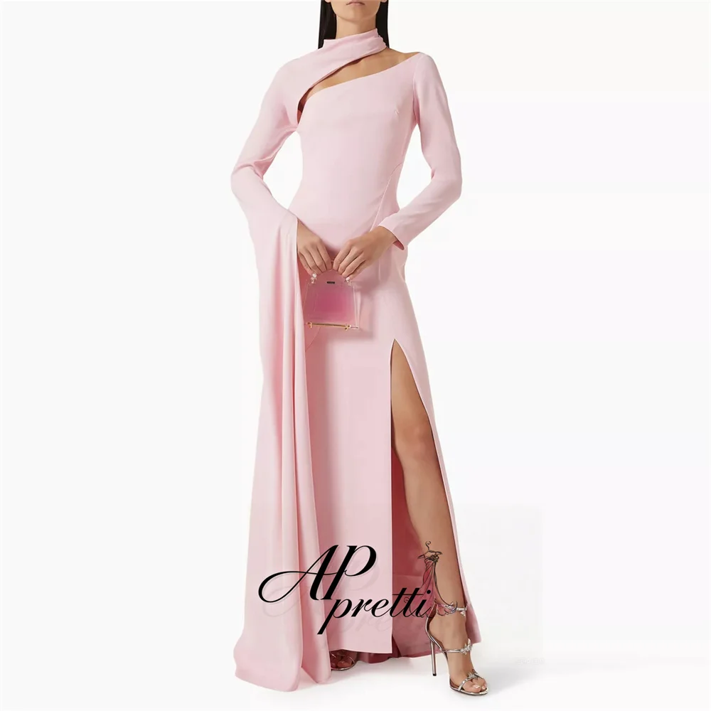 AP pretti Pink Mermaid Trumpet Elegant Formal Evening Gown High Neck Side High Slit Wedding Reception Dress Customized 2026  ﻿