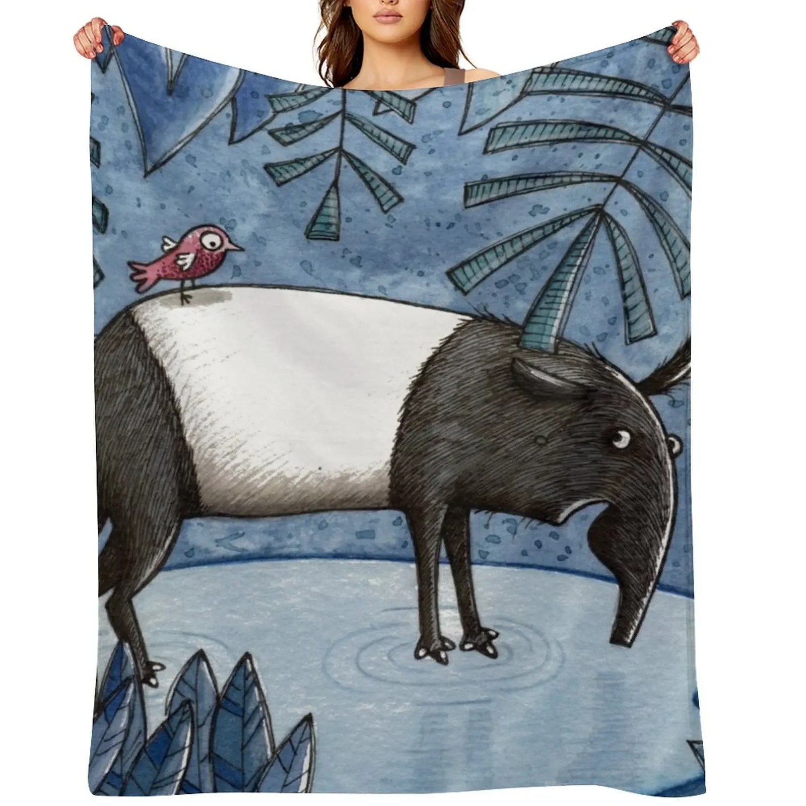 

Welcome To The Jungle - Tapir - Schabrackentapir Throw Blanket for winter Nap Winter beds Decorative Throw Blankets