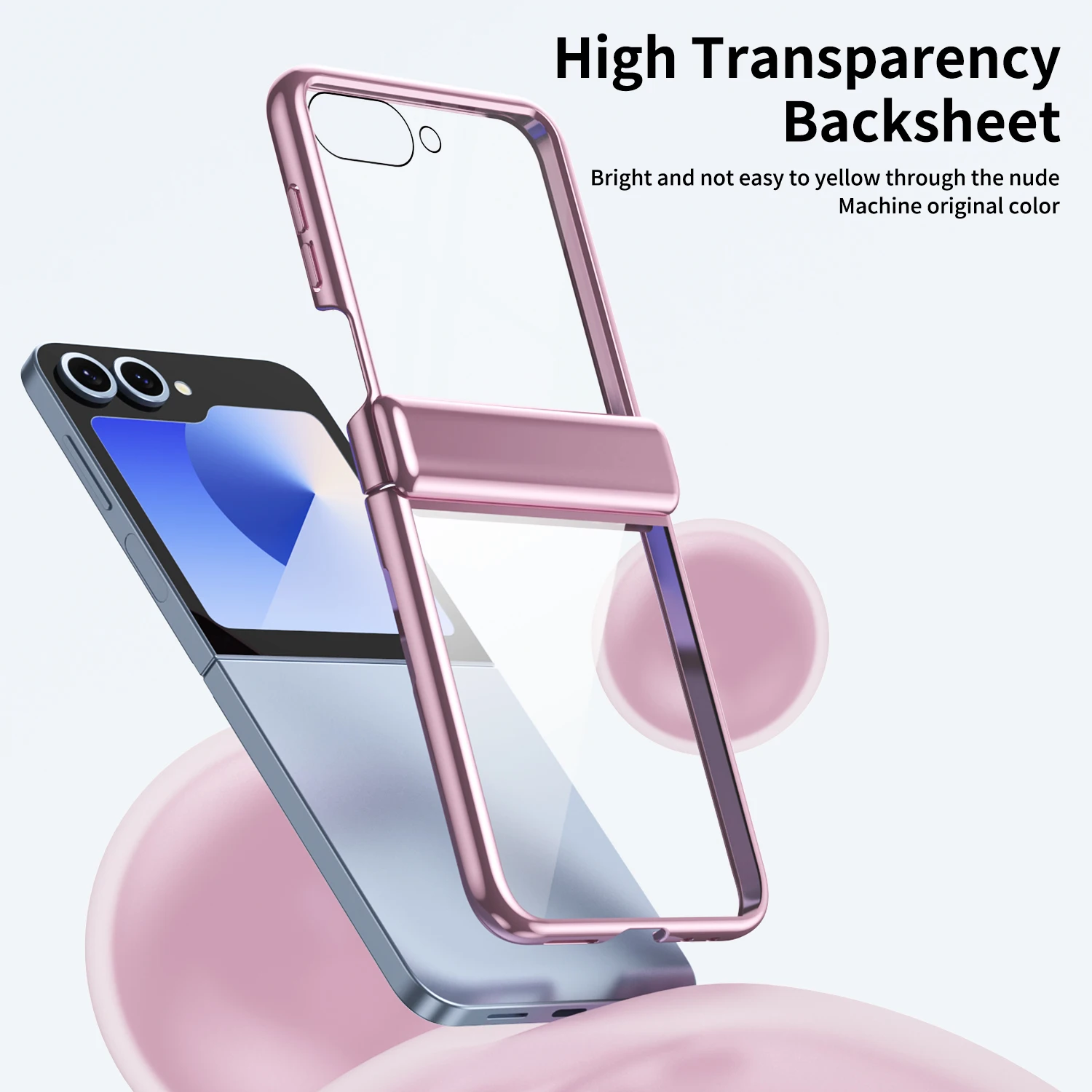 For Samsung Galaxy Z Flip 6 5 Case Ultra Thin Transparent Electroplated Folding Hinge with Mirror Film Shockproof PC Hard Cover