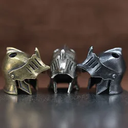 Knight Helmet Brass Knife Bead EDC Outdoor DIY Paracord Accessories Woven Lanyard Pendant Jewelry Punk Survival Bracelets Charms