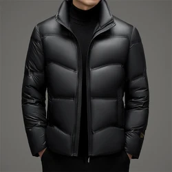 2024 Winter New Men's Bright Face Stand up Collar Down Jacket Thickened Anti Cold Warm Casual Coat with 90% Duck Down Content