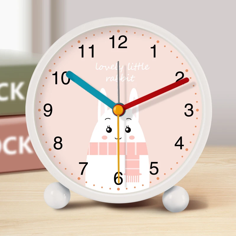 Metal Desktop Alarm Clock Cute Rabbit Desinge Children's Time Management Silent Clock Bedroom Living Room Clock for Student