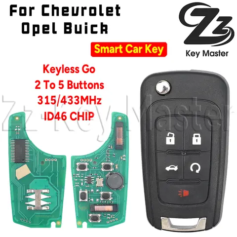 Zz Key Master สมาร์ทคีย์การ์ด 315/433MHz ID46 PCF7952E สําหรับ Chevrolet Cruze MALIBU Impala ออร์แลนโด Regal Opel Buick Keyless Go Sys