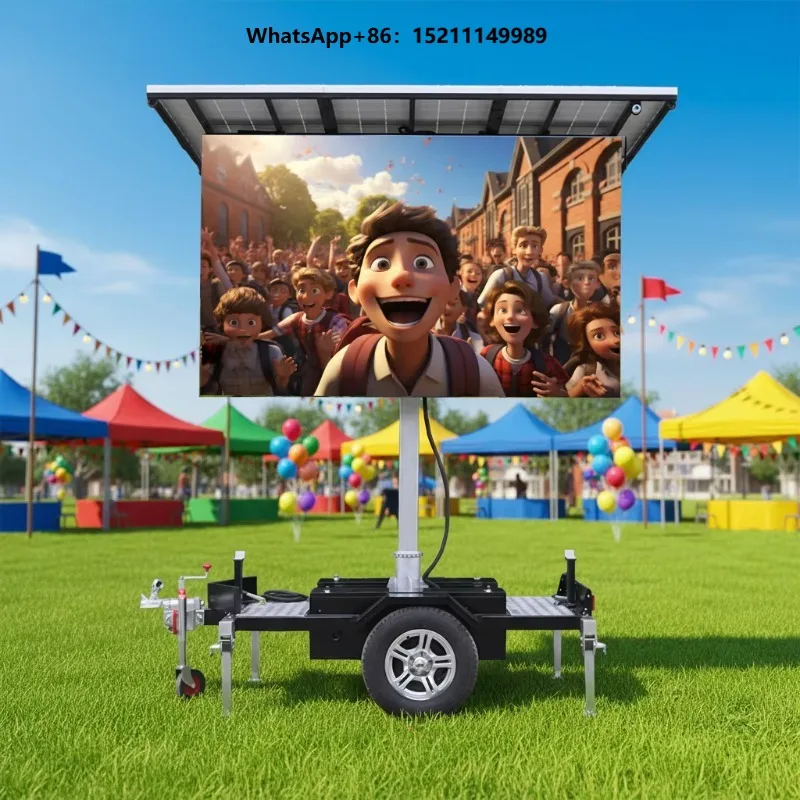 Full Color Waterproof  Solar LED Screen Trailer with Outdoor Mobile Advertising LED TV Screen for Events and Advertising