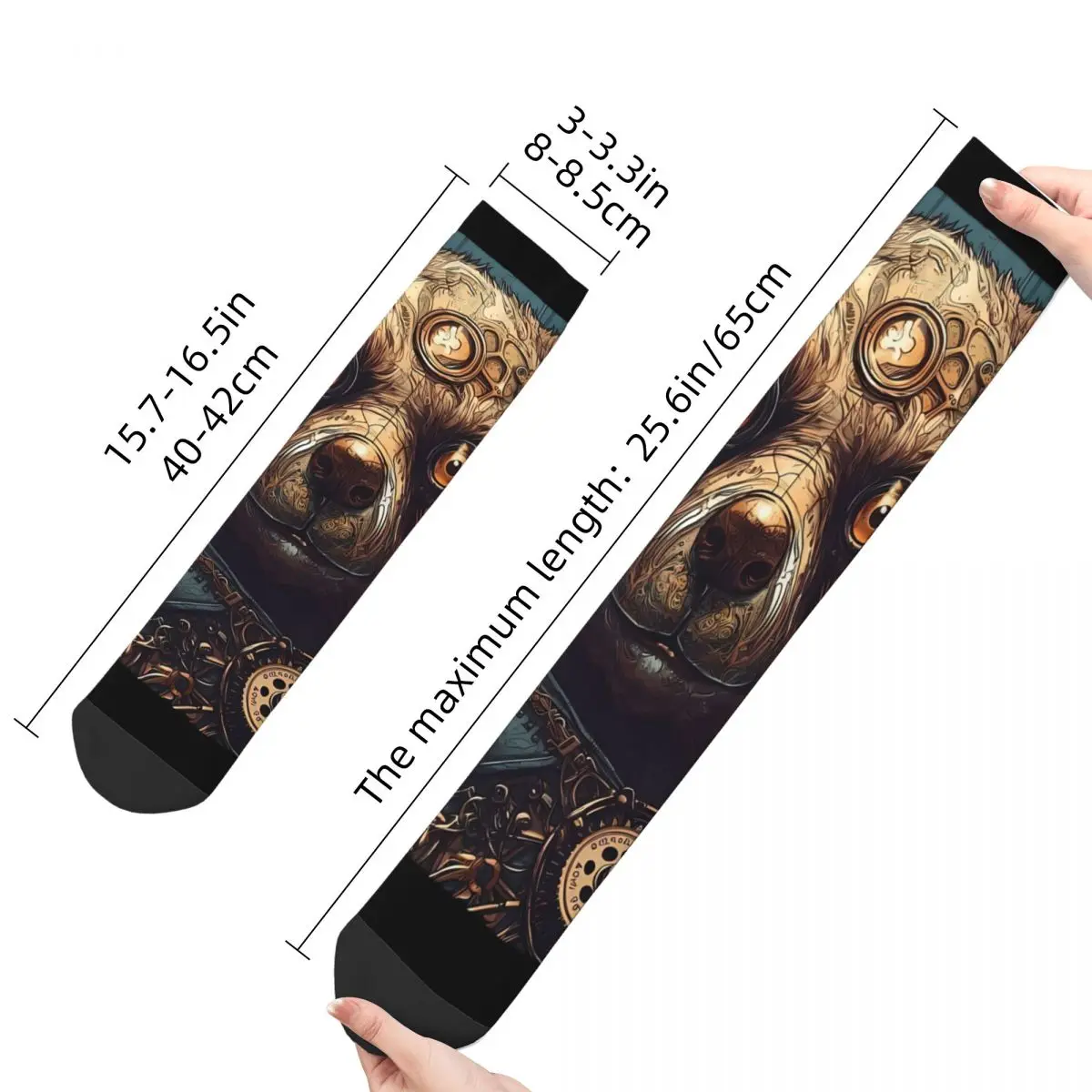 Happy Men's Socks Steampunk Victorian Retro Futuristic Retro Teddy Bear Hip Hop Crazy Crew Sock Gift Pattern Printed