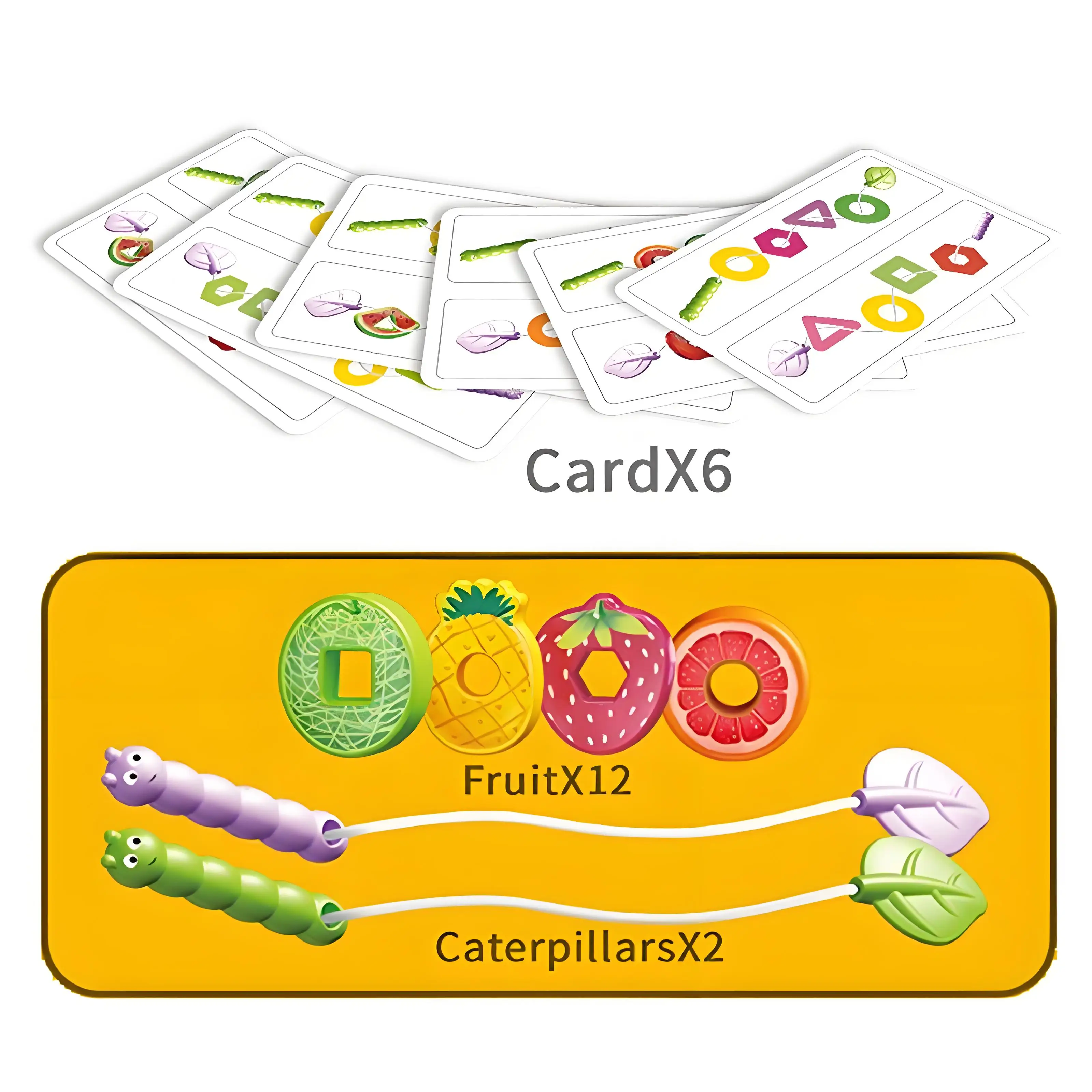 Jouet de jeu de cordes de conception de fruits et légumes (1 boîte), jouet d'éducation précoce pour enfants, jouet de Coordination de reconnaissance de forme et de couleur