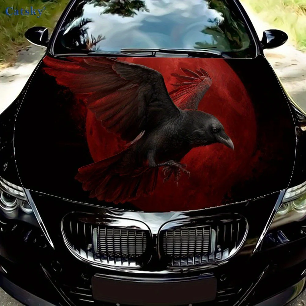 

Наклейки на капот автомобиля Gothic Blood Raven, декоративные наклейки на чехлы автомобиля и виниловые обертки для легковых автомобилей, внедорожников и грузовиков. Самоклеящаяся, вода