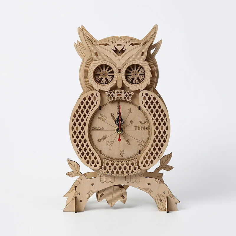 

3D Wooden Owl Clock Assembly Kit Creative Puzzle Home Decoration Educational Toy Gift for Kids Adults Birthday Party