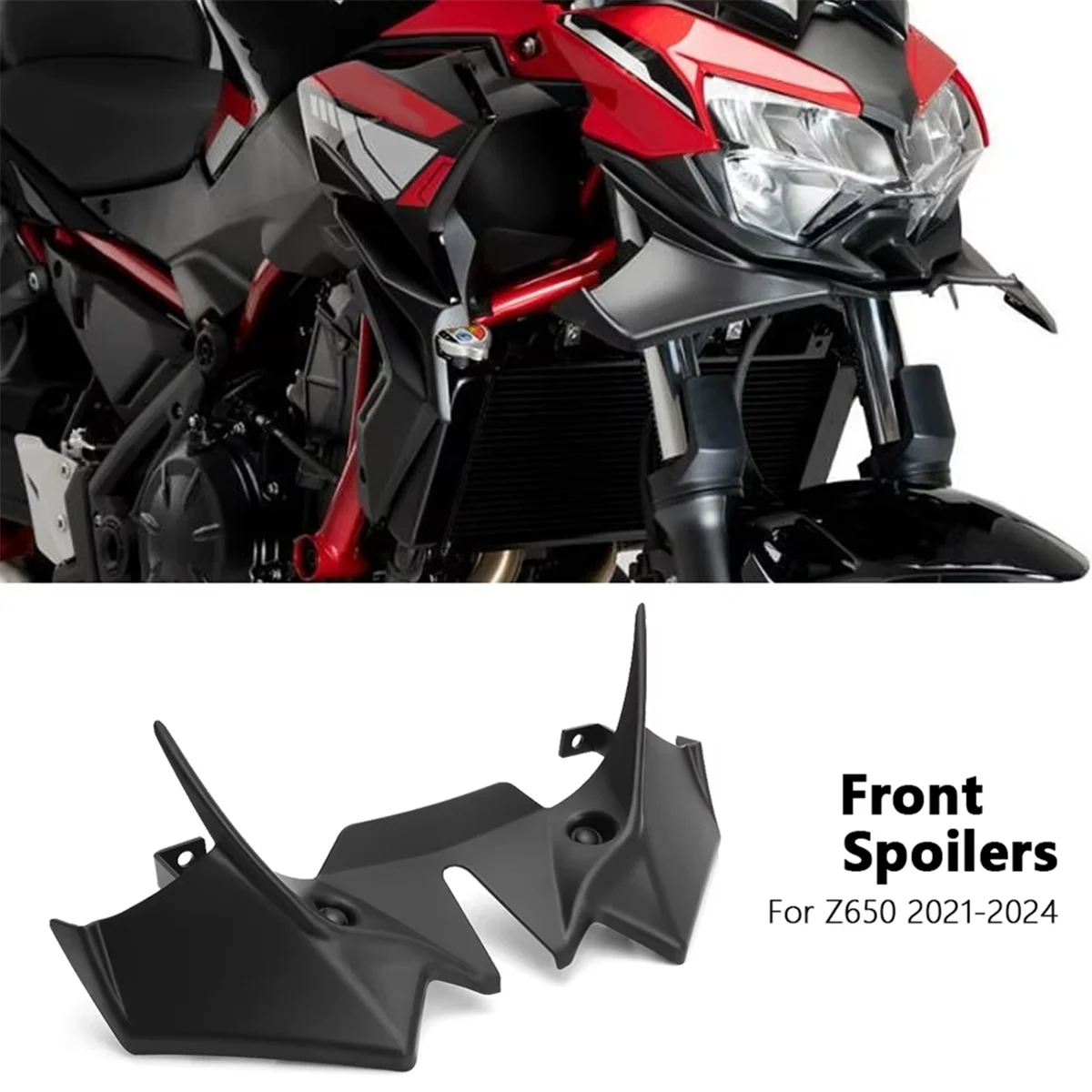 Motorcycle Sport Downforce Naked Front Spoilers Aerodynamic Wing Deflector Kit for KAWASAKI Z650 Z 650 2021-2024,C