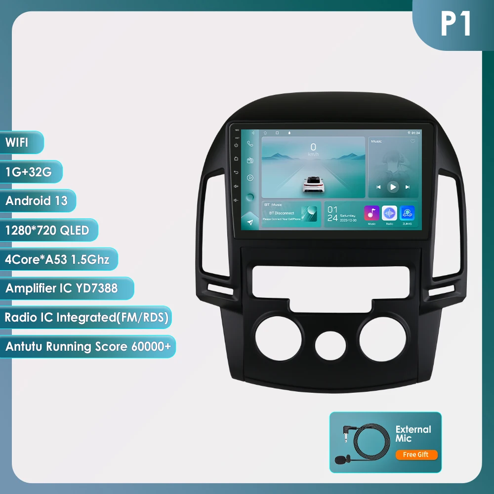OSSURET AI Android 14 Autoradio Voor Hyundai I30 AT MT 2006-2011 Auto Multimedia GPS Carplay 4G DSP BT 360 Camera Door Snapdragon 6115
