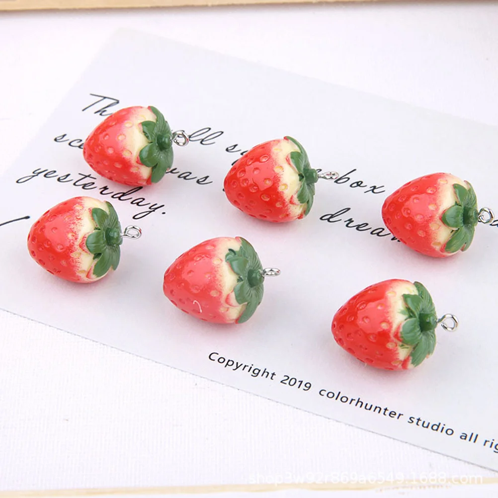 

10Pcs Strawberry Pendants Alloy Drop Oil Fruit Simulation Cute Keychain Charms for DIY Jewelry Making Bag Decoration Accessories