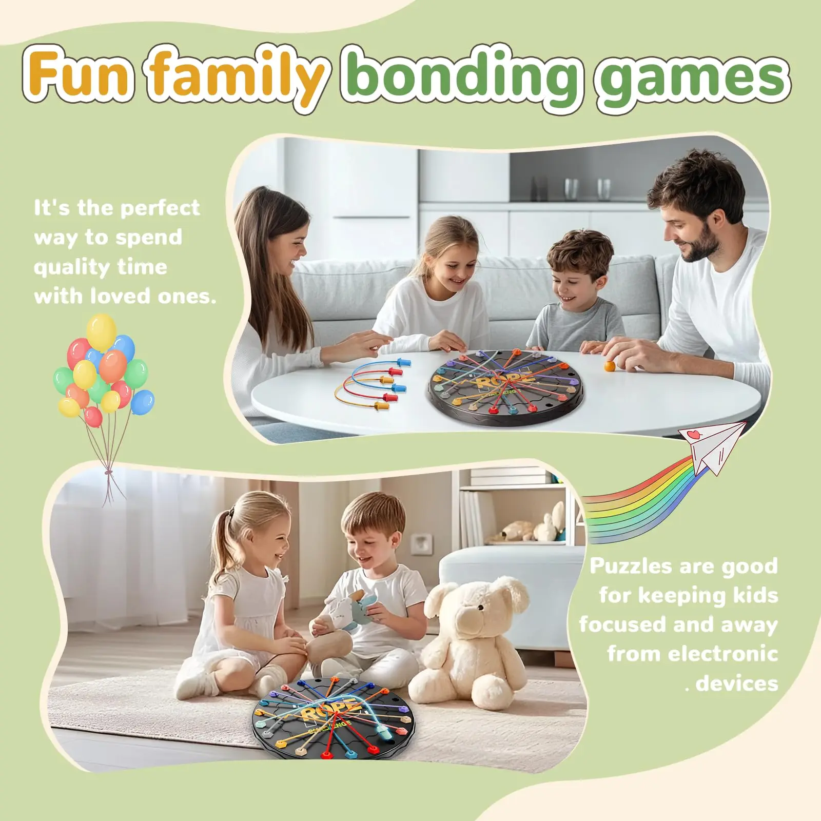 Brain Knots Rope Untangling Stack Puzzle Board Game for Autism ADHD Kids & Adult, Antistress Fidget Toy Family Travel Party Gift