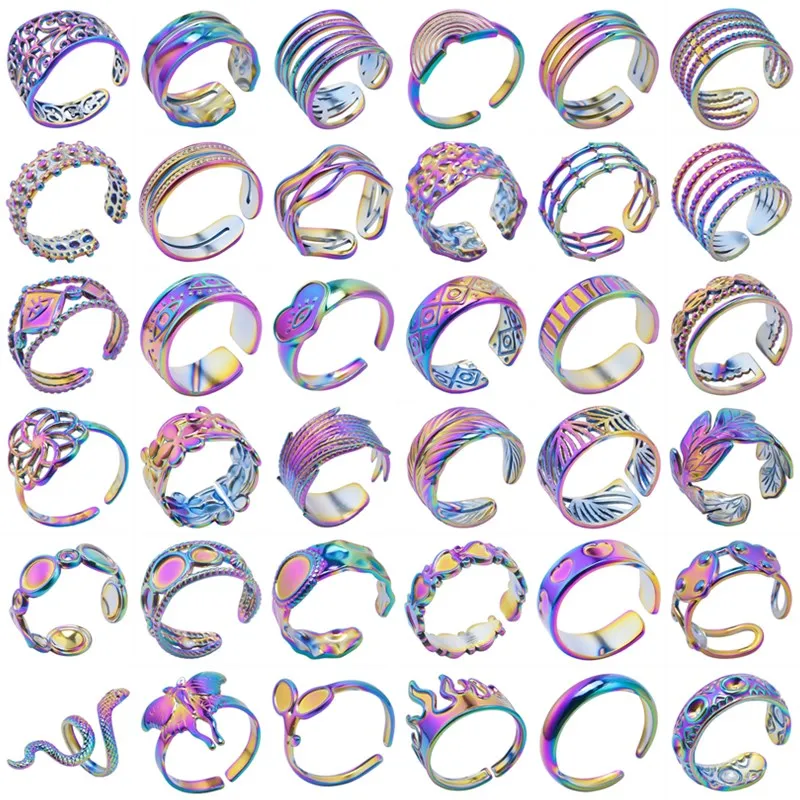 

1pcs Open Multilayered Irregular Heart Flower Rings For Women Men Accessories Girl Jewelry Animal Butterfly Snake Ring Anillos