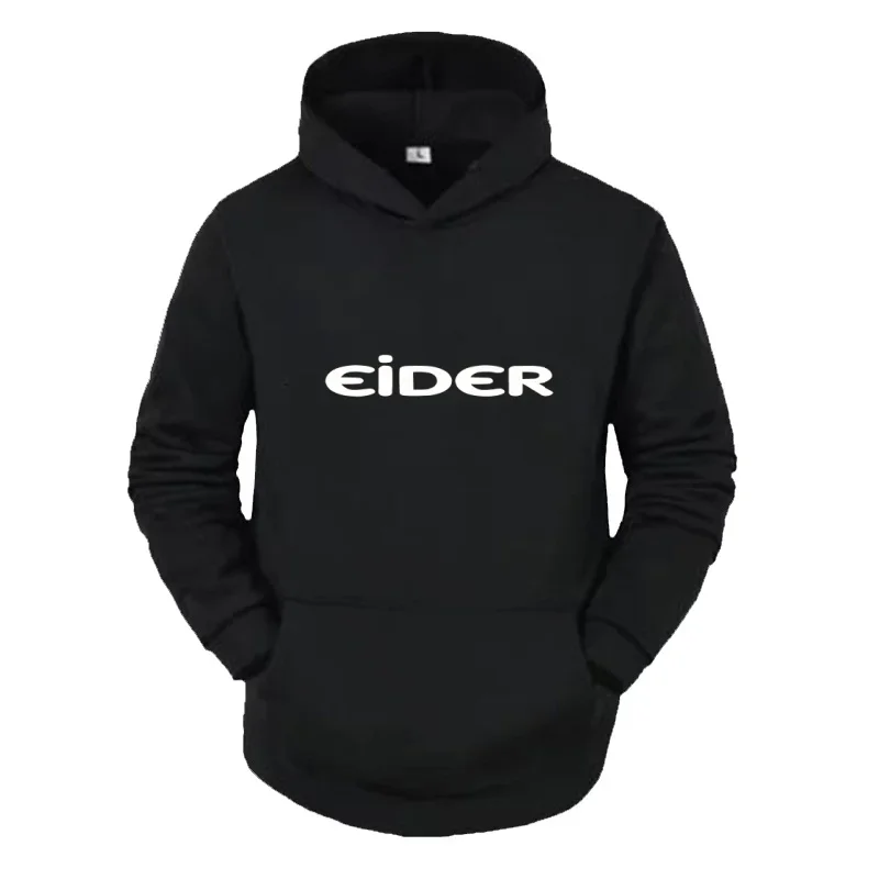 New Men's Autumn/Winter Casual Hoodie Simple and Fashionable EIDER Letter Printed Polyester Oversized Loose Street Fashion Coat
