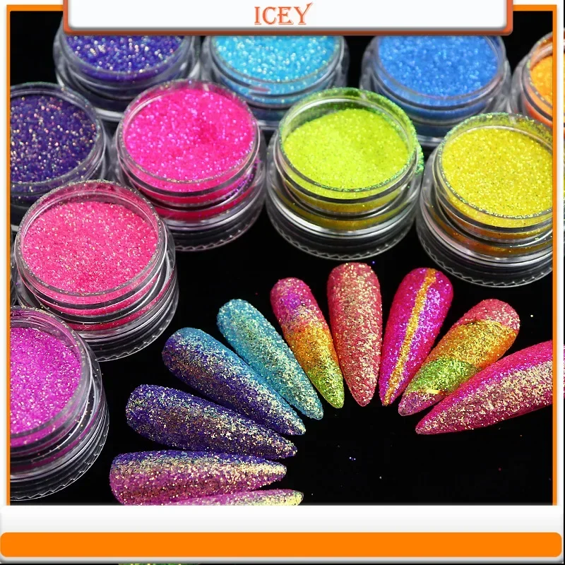 Ijzige Schoonheid Illusionaire Gradiënt Nagellak Glitter Poeder Gekleurde Diamant Poeder Nagelpoeder Decoratie