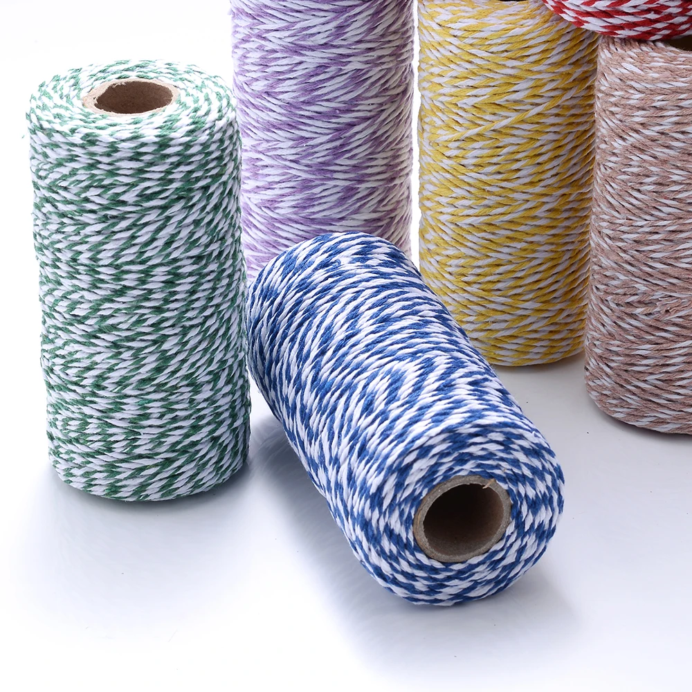 100m/Rolle 1,5mm Buntes Zweifarbiges Baumwollseil zum Stricken und Nähen für DIY Handgestrickte Kleidung, Kopfbedeckungen, Handschuhe und Socken – Detail 1